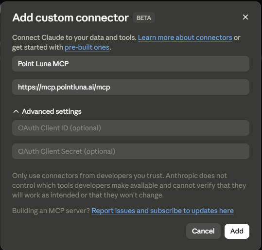 step 4 — enter the server details